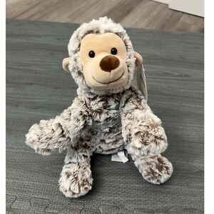 B. Boutique by Evergreen Little Monkey Cuddly Plush Brown Cream Shaggy 8in NWT